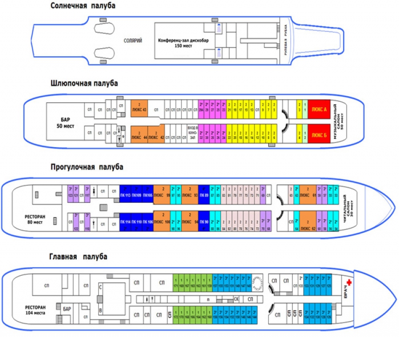 Теплоход достоевский схема кают
